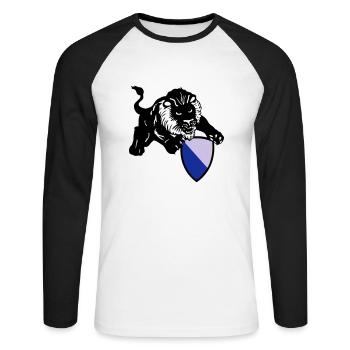 zürich löwe - Unisex Baseballshirt langarm - Weiß/Schwarz - Vorne - Nik (191cm)