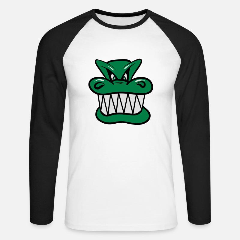 Drache böse witzig Cool Comic - Unisex Baseballshirt langarm - Weiß/Schwarz