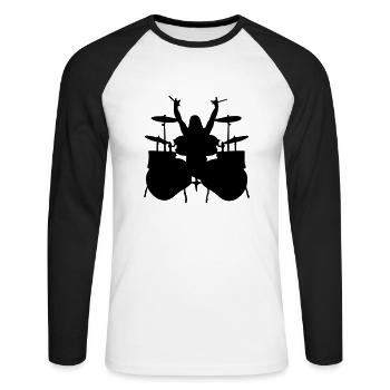 drummer - Unisex Baseballshirt langarm - Weiß/Schwarz - Vorne - Nik (191cm)