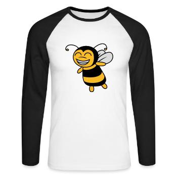 Niedliche Kleine Biene - Unisex Baseballshirt langarm - Weiß/Schwarz - Vorne - Nik (191cm)