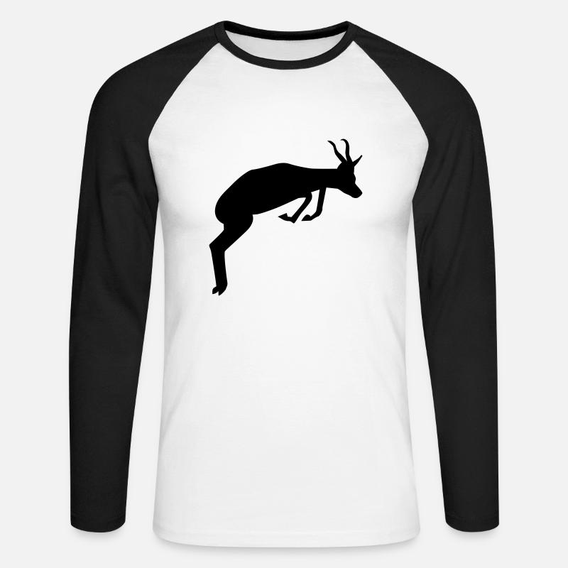 Springbock - Unisex Baseballshirt langarm - Weiß/Schwarz