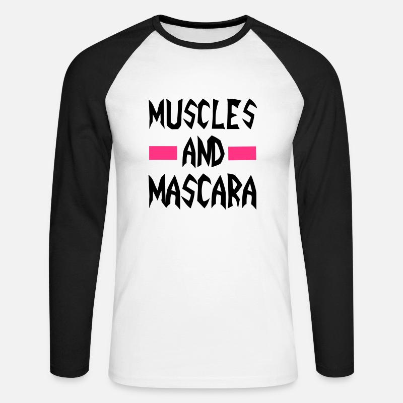 Muscles - Unisex Long Sleeve Baseball T-Shirt - white/black