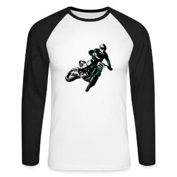 MotoCross - T-shirt baseball manches longues Homme - blanc/noir - Devant - Nik (191cm)