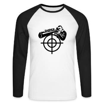 Sniper Art - Unisex Long Sleeve Baseball T-Shirt - white/black - Front - Nik (191cm)