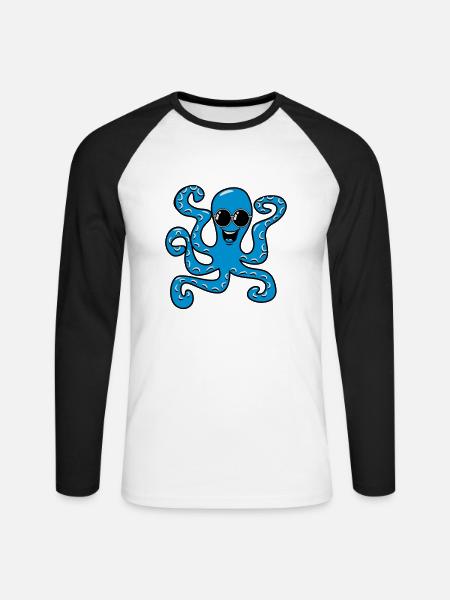 Squid oktopus sunglasses - Unisex Long Sleeve Baseball T-Shirt - white/black