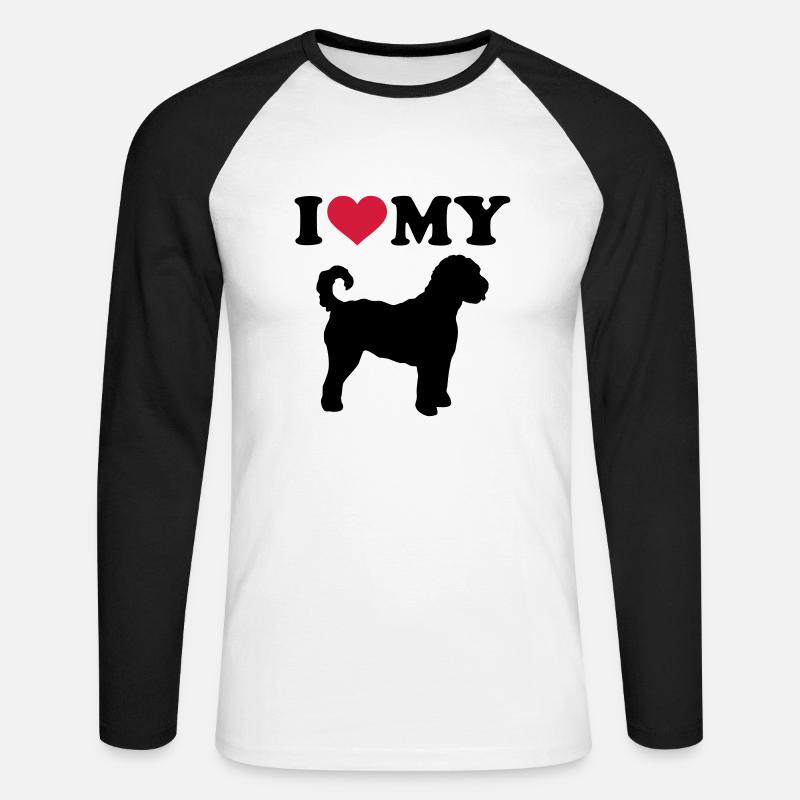 Labradoodle - Unisex Baseballshirt langarm - Weiß/Schwarz