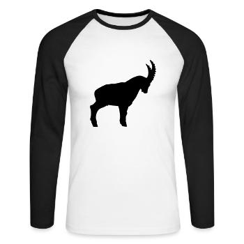 Steinbock - Unisex Baseballshirt langarm - Weiß/Schwarz - Vorne - Nik (191cm)