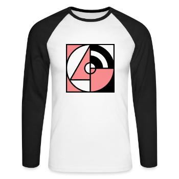 Geometrie Quadrat - Unisex Baseballshirt langarm - Weiß/Schwarz - Vorne - Nik (191cm)