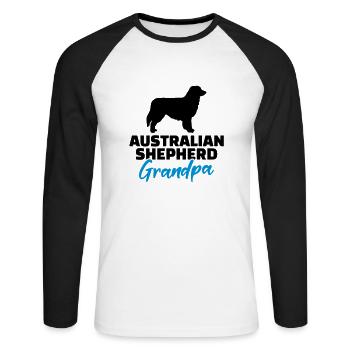 Australian shepherd - T-shirt baseball manches longues Homme - blanc/noir - Devant - Nik (191cm)