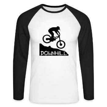 Downhill biking - Unisex Baseballshirt langarm - Weiß/Schwarz - Vorne - Nik (191cm)