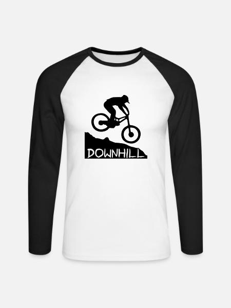 Downhill biking - Unisex Long Sleeve Baseball T-Shirt - white/black