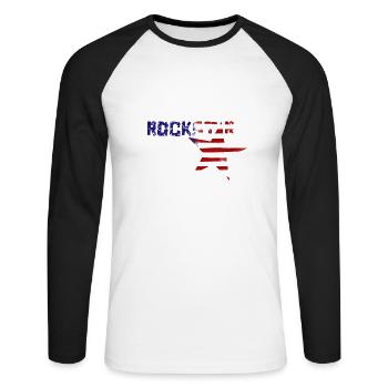 US Rock Star - Unisex Long Sleeve Baseball T-Shirt - white/black - Front - Nik (191cm)