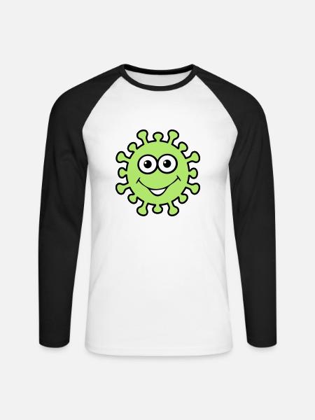 Happy Virus - Unisex Baseballshirt langarm - Weiß/Schwarz