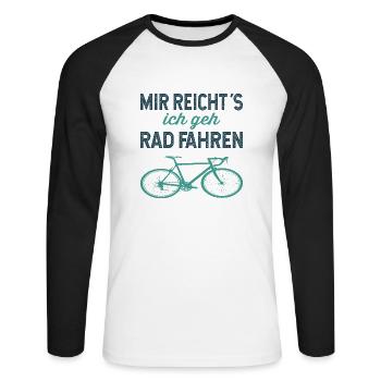 Fahrrad Mir reichts ich geh radfahren Rennrad - Unisex Baseballshirt langarm - Weiß/Schwarz - Vorne - Nik (191cm)