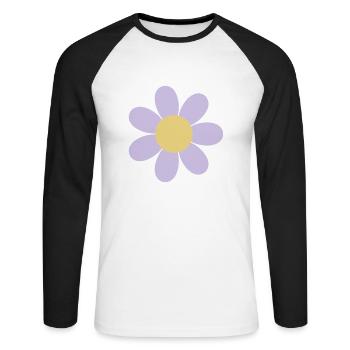 Fleur de marguerite - T-shirt baseball manches longues Homme - blanc/noir - Devant - Nik (191cm)