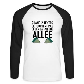 TENTES - T-shirt baseball manches longues Homme - blanc/noir - Devant - Nik (191cm)