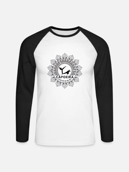 Capoeira Mandala - Unisex Long Sleeve Baseball T-Shirt - white/black