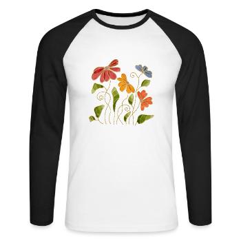 Fleur - T-shirt baseball manches longues Homme - blanc/noir - Devant - Nik (191cm)