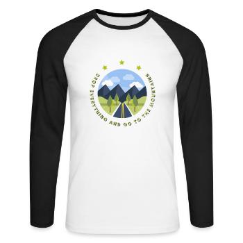 Laissez tout tomber et allez à la montagne - T-shirt baseball manches longues Homme - blanc/noir - Devant - Nik (191cm)