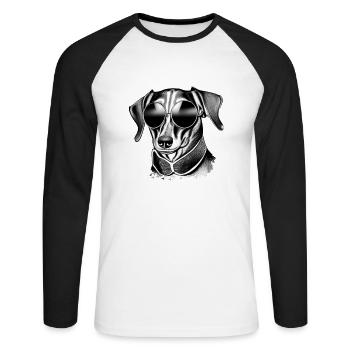 Chiens teckels avec lunettes de soleil motif cool 11 - T-shirt baseball manches longues Homme - blanc/noir - Devant - Nik (191cm)