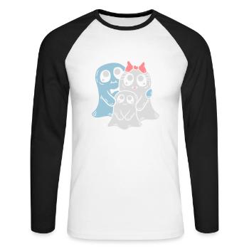 Couple Parents Child Ghosts - Unisex Long Sleeve Baseball T-Shirt - white/black - Front - Nik (191cm)