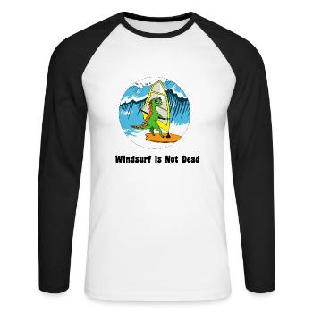 Wellenachterbahn - Unisex Baseballshirt langarm - Weiß/Schwarz - Vorne - Nik (191cm)