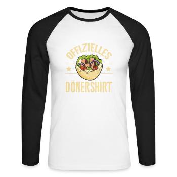 Offizielles Dönershirt - Unisex Baseballshirt langarm - Weiß/Schwarz - Vorne - Nik (191cm)