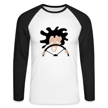 driver - Unisex Long Sleeve Baseball T-Shirt - white/black - Front - Nik (191cm)