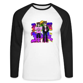 Japanese coolness in style 90's 80's color - Unisex Long Sleeve Baseball T-Shirt - white/black - Front - Nik (191cm)