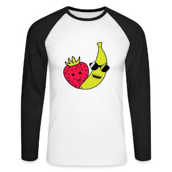 Fraise Banane - T-shirt baseball manches longues Homme - blanc/noir - Devant - Nik (191cm)