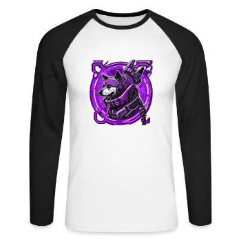 Roboterhund ist hinter dir her - Unisex Baseballshirt langarm - Weiß/Schwarz - Vorne - Nik (191cm)