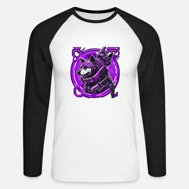Roboterhund ist hinter dir her - Unisex Baseballshirt langarm - Weiß/Schwarz