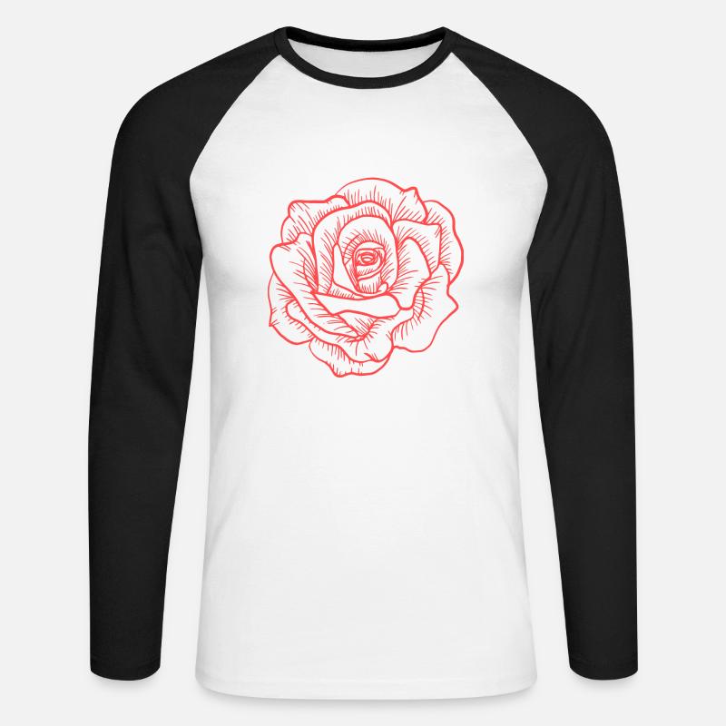 Rose - Unisex Baseballshirt langarm - Weiß/Schwarz