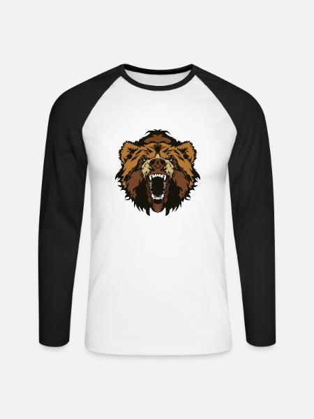 Wildtiere - Unisex Baseballshirt langarm - Weiß/Schwarz