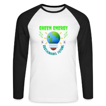 Green energy, sustainable future - Unisex Long Sleeve Baseball T-Shirt - white/black - Front - Nik (191cm)