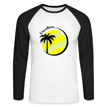 Vacances - T-shirt baseball manches longues Homme - blanc/noir - Devant - Nik (191cm)