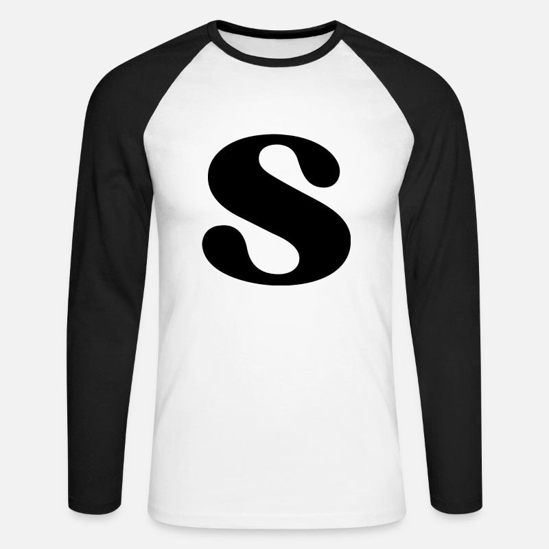 Buchstabe s - Unisex Baseballshirt langarm - Weiß/Schwarz