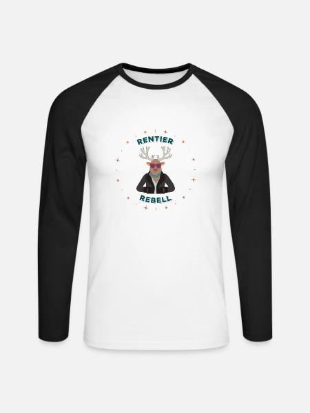 Rentier rocking Rebell - Unisex Baseballshirt langarm - Weiß/Schwarz