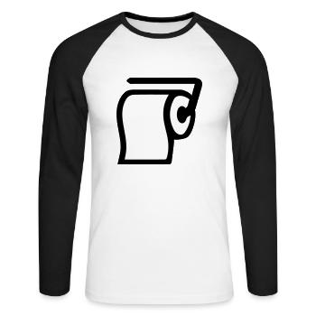 Klopapier - Unisex Baseballshirt langarm - Weiß/Schwarz - Vorne - Nik (191cm)