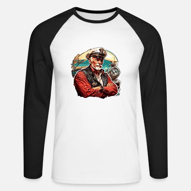 Matrose / Schiffsbesatzung / Decksmann / Anker - Unisex Baseballshirt langarm - Weiß/Schwarz