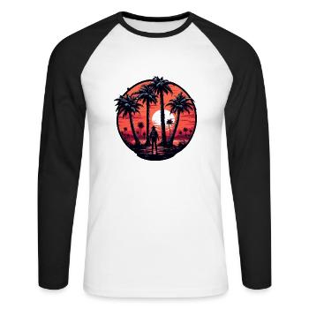 Beach / Island / Vacation / Summer / Sun / Sea - Unisex Long Sleeve Baseball T-Shirt - white/black - Front - Nik (191cm)