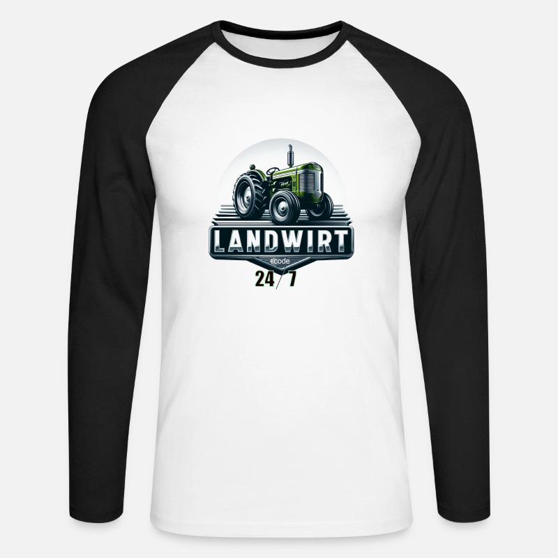 landwirt code ll - Unisex Baseballshirt langarm - Weiß/Schwarz