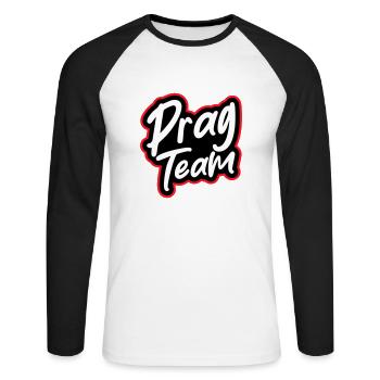 Prague Team - Unisex Long Sleeve Baseball T-Shirt - white/black - Front - Nik (191cm)