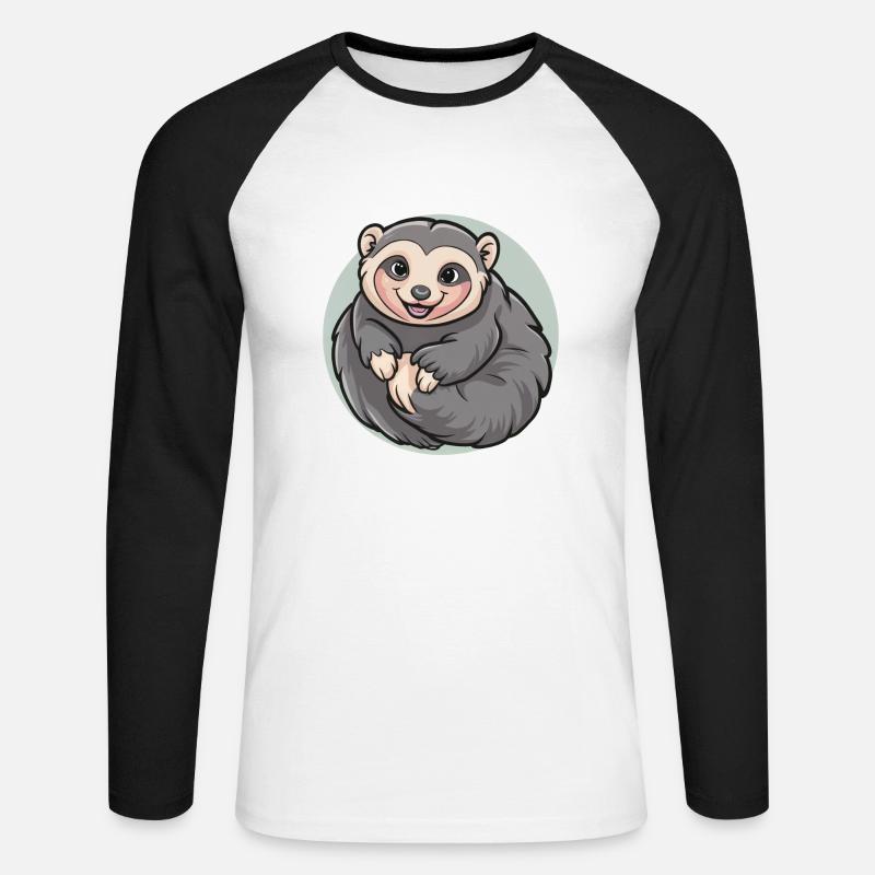 Langsame Loris - Unisex Baseballshirt langarm - Weiß/Schwarz