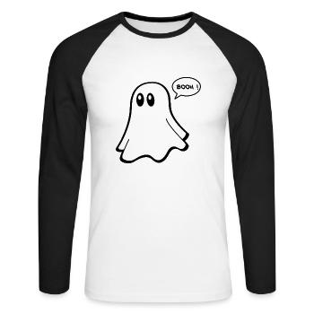 T-shirt fantôme - Couples drôles 02 - T-shirt baseball manches longues Homme - blanc/noir - Devant - Nik (191cm)