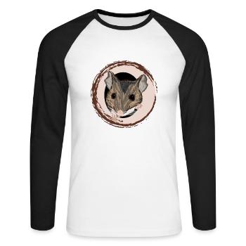 Waldmaus / Wood Mouse II - Unisex Baseballshirt langarm - Weiß/Schwarz - Vorne - Nik (191cm)