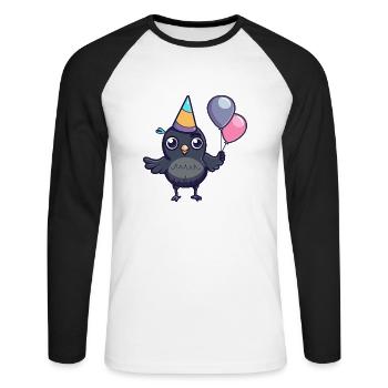Corbeau Corbeau Anniversaire Bébé - T-shirt baseball manches longues Homme - blanc/noir - Devant - Nik (191cm)