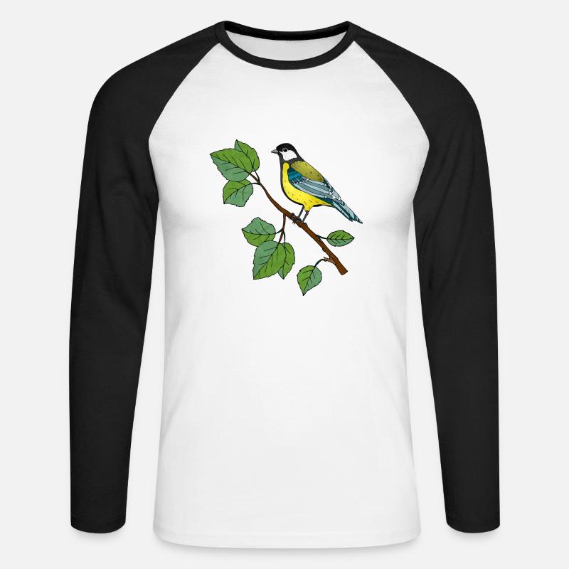 Bunter Vogel - Unisex Baseballshirt langarm - Weiß/Schwarz