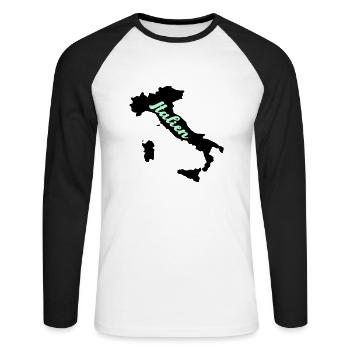 Pays Italie - T-shirt baseball manches longues Homme - blanc/noir - Devant - Nik (191cm)