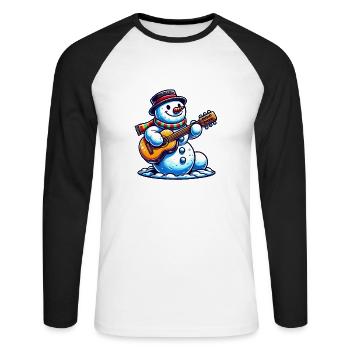 schneemann gitarre - Unisex Baseballshirt langarm - Weiß/Schwarz - Vorne - Nik (191cm)